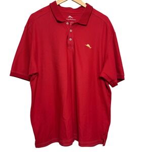 Tommy Bahama Mens Red Polo Shirt XL Short Sleeve Golf Supima‎ Cotton Breathable